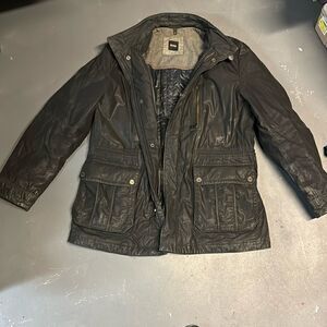 Size Large Men’s Leather Black Lable Hugo Boss Jacket